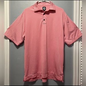 FootJoy Peach & White Striped Golf Polo Shirt Men’s Size L (fits like XL)